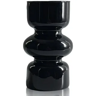 BLOFLO Glasvase für Hydrokultur, 17,8 cm, dreilagige Glas-Blumenvase, zur Dekoration, Moderne geometrische Vase für Dekoration von Heimbüro, Ausstellung, Hochzeitstisch, schwarz