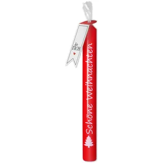 Goodtimes Stabkerze Rot, Weißer Tannenbaum "Schöne Weihnachten"