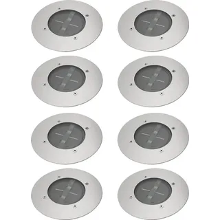 8 x Ranex LED Solar Bodeneinbaustrahler rund Edelstahl IP67 0,12W Neutralweiß 4000K befahrbar Sensor