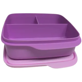 Tupperware to Go Lunchbox clevere Pause 550 ml Brotdose mit Trennwand auslaufsicher Eco+ Schule Kindergarten Dose mit Abteilung 3- fach Abtrennung pastell lila 550ml
