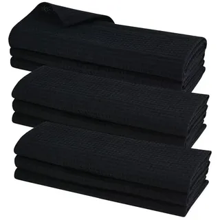 Gariella 9X Geschirrtuch aus 100% Baumwolle Waffel-Piqué in schwarz