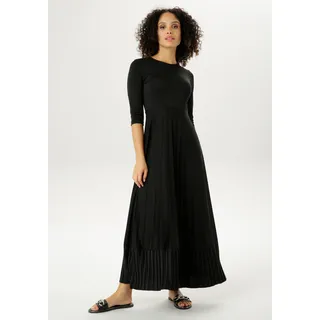 Maxikleid ANISTON CASUAL Gr. 42, N-Gr, schwarz Damen Kleider Lange Rockteil mit Volant aus Plissee Bestseller