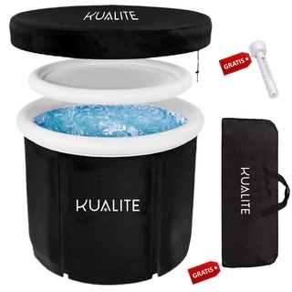 KUALITE® Aufblasbares Eisbad - Gratis Thermometer und Aufbewahrungstasche - 75x80cm - ca. 320L - Freistehende Badewanne - Faltbare