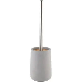 axentia 126715 Bürste und Behälter Turin-Garnitur mit Toilettenbürste, Toilettenbürstenhalter-Design WC Bürstengarnitur Set stehend ohne Bohren, Edelstahl, Grau/schwarz, 10.5 x 10.5 x 42.5 cm