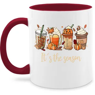 Shirtracer Tasse It's the Season - Herbst Blätter Kürbis Heißgetränke Gewürze, Keramik, Halloween Tassen rot