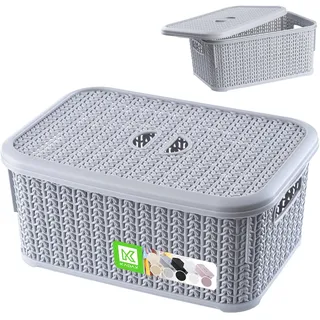 Kadax Aufbewahrungskorb mit Deckel 6L 30 x 20 x 15 cm grau