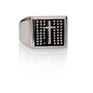Karisma Fingerring Männer Herren Edelstahl Ring Kreuz Geschwärzt SR209 67
