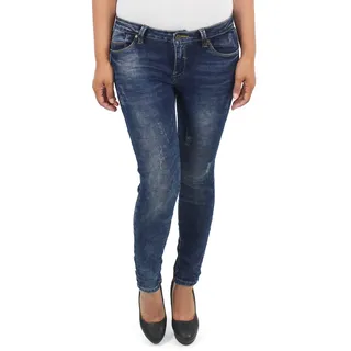 Damen Skinny Rise Hose Hüftjeans Low Waist Röhrenjeans Hüfthose Slim Fit Jeans mit Rissen Blau - 40