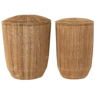 J-Line Set Von 2 Körben Dantya Lang Jute Naturell - Transparent