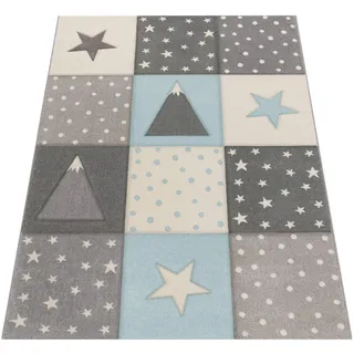 Paco Home Kinderteppich 80 x 150 cm Blau/Grau/Weiß