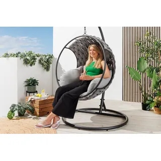 riess-ambiente Hängesessel ROPE anthrazit/grau - Aluminium, Outdoor & Indoor, Kissen, wetterfest (Einzelartikel, 1-St), Lounge-Sessel aus Polyrattan - ideal für Garten, Terrasse oder Balkon grau