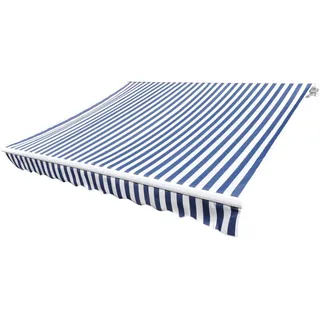 Gecheer Markisenbespannung Markisenstoff Markise mit Volant Markisen Ersatzstoff Wasserdicht Sonnenschutz Markisentuch Markisenzubehör Canvas Blau & Weiß 450x300 cm (ohne Rahmen) 143700