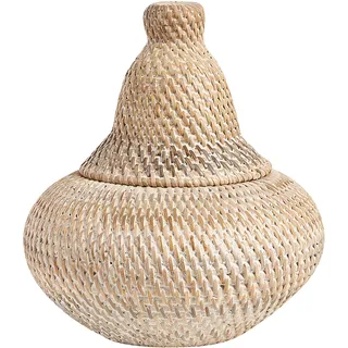 Beliani Aufbewahrungskorb BILA Rattan 20 x 20 x 25 cm weiß