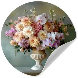MuchoWow Wandsticker Orchidee - Strauß - Vase - Blumen (1 St), Wandtattoo Selbstklebend, Wohnzimmer Deko Aufkleber, 30x30 cm 30 cm x 30 cm x 0.1 cm