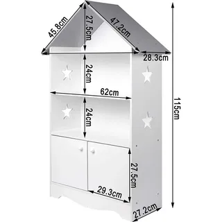 Woltu Kinderbücherregal KR006 1-tlg. Holz weiß