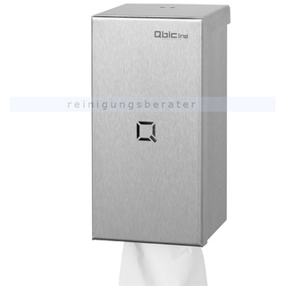 Qbic-line Toilettenpapierspender Edelstahl geschliffen Einzelblatt System, für ca. 2 Bündel Papier