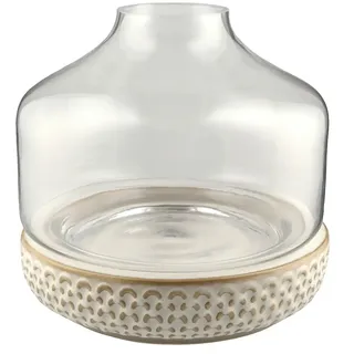 Vase mit Steinboden ¦ transparent/klar ¦ Glas , Steingut, Steingut, Glas  ¦ Maße (cm): H: 22  Ø: 22.5