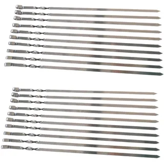 rukauf 20 Schaschlikspiesse Edelstahl 55cm länge / 1,5 mm Stark/Schampura Grillspiesse Fleischspiesse auch für Mangal