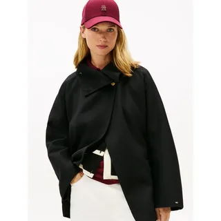 Tommy Hilfiger Damen Mantel Wool Funnel Coat mit Trichterkragen, Schwarz (Black), L-XL - XL