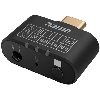 Hama USB C Klinke Adapter USB C Stecker – 3,5 mm Klinke-Buchse (AUX Adapter mit Mikro, Equalizer u. DAC Konverter für HiFi Stereo Sound, Anschluss von Kopfhörer, Lautsprecher an Laptop, Tablet, Handy)