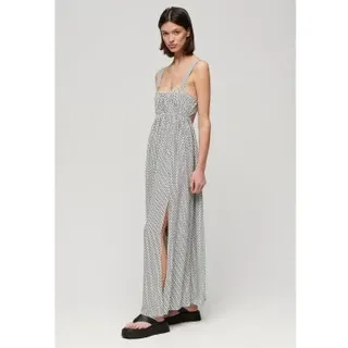 Superdry für Damen. W8011623A Kleid mit geknoteten Trägern auf dem Rücken weiß (S), Lässig, Viskose, Ärmellos / Hosenträger