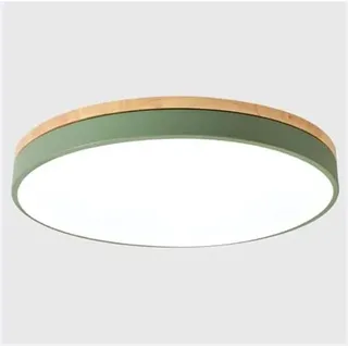 Deckenleuchte Grün Metall und Holz,LED Dimmbar mit Ferbedienung 36W Deckenlampe Modern Rund Design Deckenbeleuchtung Schlafzimmer Galerie Bad Gang Flur Toilette Balkon,φ50CM