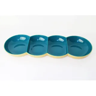 TUPPERWARE Allegra Servierschale Servierquartett Perle Petrol/Gold + Joghurtbecher