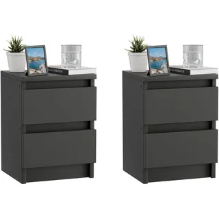 ComfortCove Nachttisch 2er-Set, Nachtschrank 2er-Set, Schwarz | Nachttische mit 2 Schubladen, Nachtkästchen