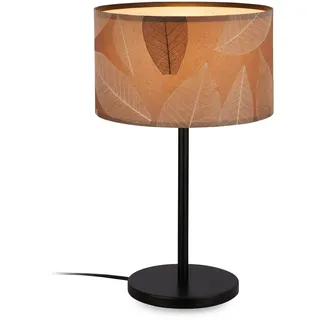 BRILONER - Tischlampe mit Blätterdekor, Kabelschalter, E27, max. 10W, Lampe, Boho, aesthetic, Nachttischlampe, Tischleuchte, Dekolampe Flur, Bürolampe, Leselampe, Wohnzimmer, 25x41,5 cm, Caffefarben