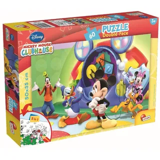 Lisciani – Disney – Mickey-Mouse-Puzzle – 60-teiliges Puzzle – doppelseitig – Rückseite zum Ausmalen – Lernspiel – fördert Koordination und Beobachtung – fördert Kreativität – ab 4 Jahren