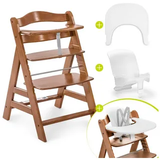 hauck Alpha+ walnut inkl. Alpha Bouncer 2 in 1 stretch beige und Sitzauflage
