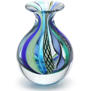 Cá d'Oro Kleine Glasvase Hippie blau/grün Stäbe mundgeblasen Murano-Stil Kunstglas - Modell Nr. 3