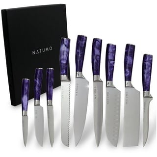 natumo Allzweckmesser NATUMO Küchenmesser Set 9-teilig. HRC 56+ scharfes Messerset Profi in lila