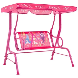 COSTWAY Hollywoodschaukel, 2-Sitzer, für Kinder, mit verstellbarem Sonnendach rosa