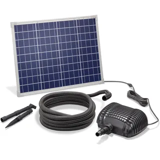Esotec Solar Bachlaufset Waterfall 50 2500 Pro, Komplettset, Bachlaufpumpe 2500l/h, Erdspieß, Solarmodul 50W, Solarbrunnen, DIY Wasserspiel Garten, Vogeltränke, Wasserfall, außen, 101960