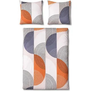 Traumschlaf Vera grafisch Orange 135 x 200 cm + 80 x 80 cm
