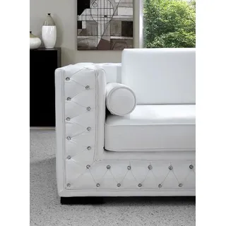 Ledersofa Couch Wohnlandschaft 3+2 Sitzer Garnitur Design Modern Sofa Sofas Neu - Weiß