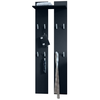 Vladon Garderobenpaneel »Wandpaneel 170« (Garderobenpaneel, bestehend aus 2 Paneelen und 1 Ablagefläche), Schwarz matt (58 x 170 x 21 cm) schwarz
