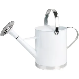 Esschert Design Gießkanne, Wasserkanne mit 2 Griffen in weiß, 4,7 Liter, ca. 44 cm x 19 cm x 26 cm