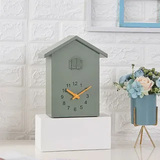 Vogelhaus-wanduhr, Skandinavischer Stil, Abs, Geräuschloses Grün, Mit Sprachausgabe, Für Büro, Schlafzimmer, Wohnzimmer