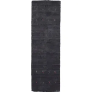 carpetfine Gabbeh Uni Wollteppich 80 x 400 cm Grau