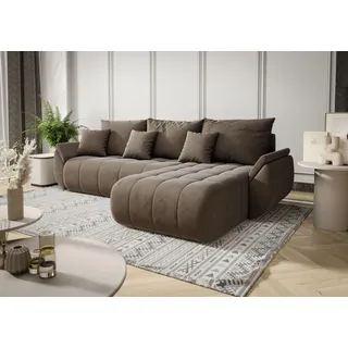 Fun Möbel Eckcouch Stoff mit Bettkasten 3-Sitzer Braun