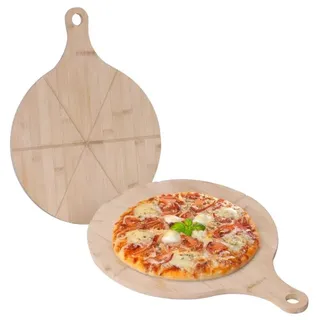Relaxdays 6x Bambus Pizzateller Hellbraun