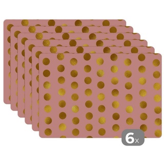Platzset, Muster - Punkte - Rosa - Gold, MuchoWow, (6-St), Platzset, Platzdecken, Platzmatte, Tischmatten, Schmutzabweisend bunt