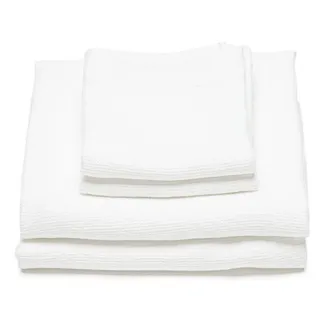 LinenMe Leinen Badetuch und Handtücher Washed Wafer Optischen weiß 2 Handtücher und 2 Handtücher, Badetuch, europäisches Leinen, Maschinenwäsche, Super saugfähig