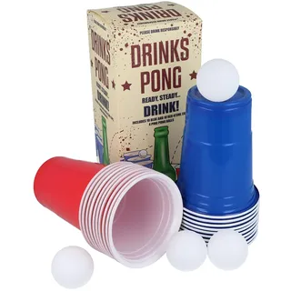 Henbrandt Bier-Pong-Spielset 24-teiliges Set 473 ml Blaue und rote Plastikbecher Pong-Spiel Barspiele für College-Studenten Geburtstagsfeiern Junggesellinnenabschiede Partyspiele für Erwachsene
