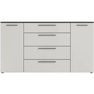 manjana möbel Kommode mit 4 Schubladen 180 x 99,8 x 40 cm Pastellweiß / Schwarz