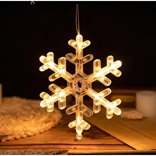 2 Stück Led Fensterlicht Saugnapf, Hängende Fenster Lichterkette Innen, Fensterdeko hängend Batteriebetrieben, Weihnachtsbeleuchtung für Weihna... - Weiß