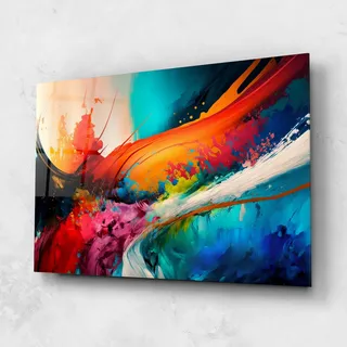 ARTHUB® Glasbild 60x100 cm, 4mm ESG | Moderne Wandbilder aus Glas für Wohnzimmer & Schlafzimmer, Wanddekoration, Wohnkultur, Abstrakte, Art Brush Strokes