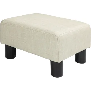 HOMCOM Sitzhocker Pouf Stoffbezug 40 x 30 x 24 cm belastbar bis 110 kg Beige   Aosom